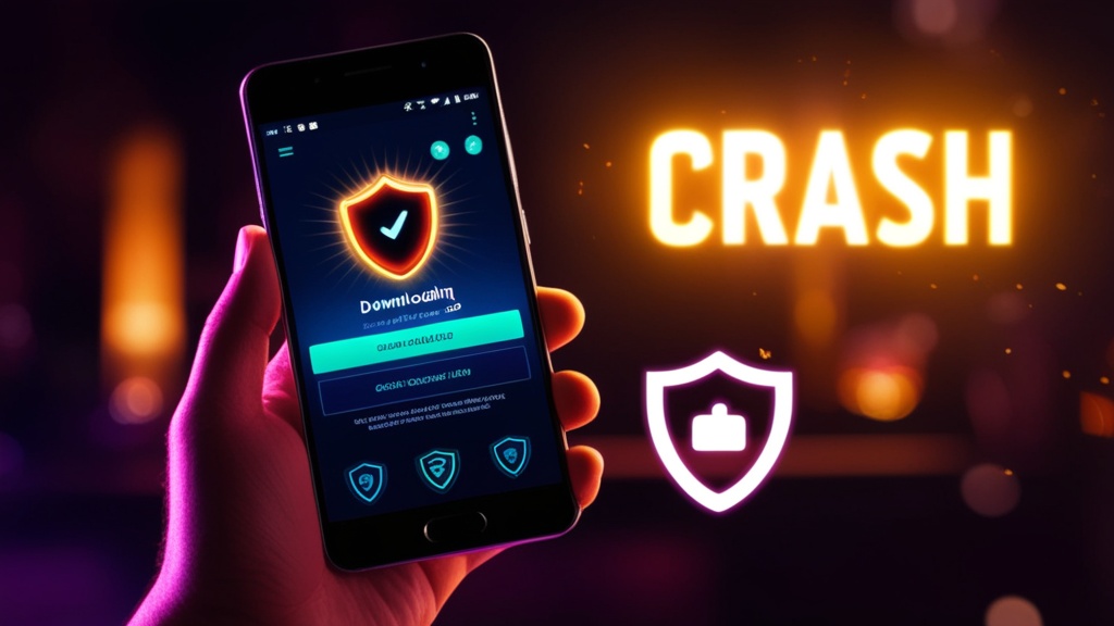 Celular Android com tela de download seguro do Blaze Crash em ambiente de cassino